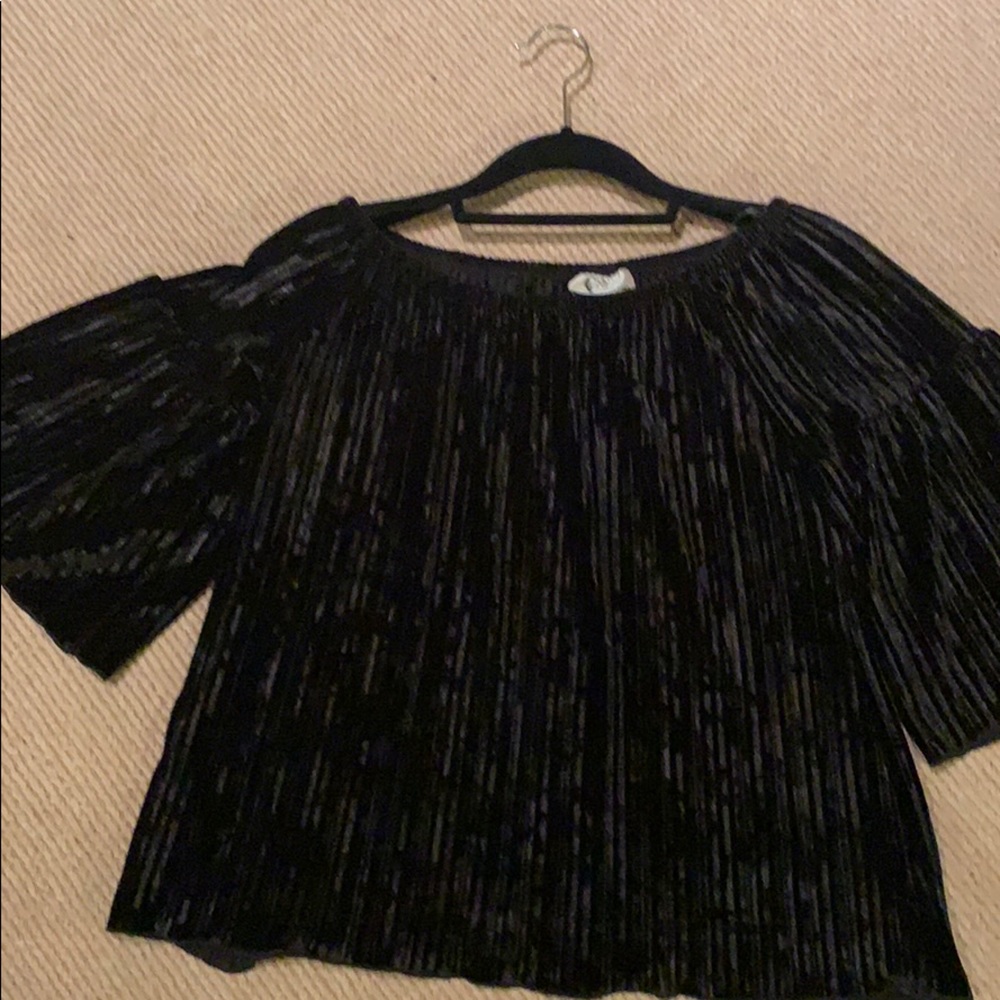Black velvet top size small with gathered sleeves